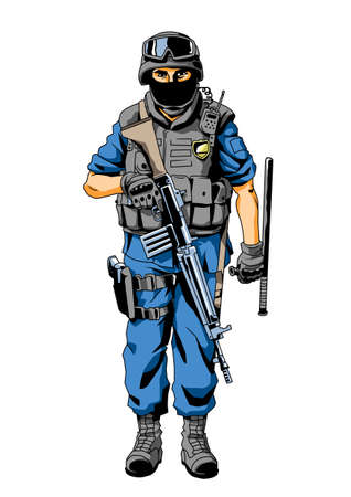 special forces policeman in the helmetのイラスト素材
