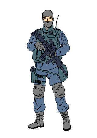special forces policeman in the maskのイラスト素材