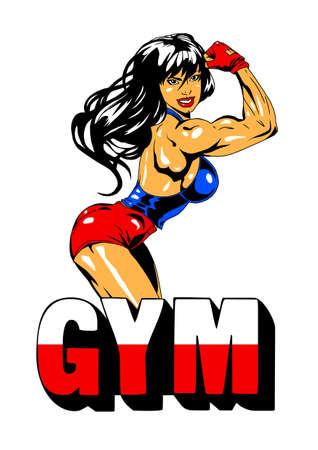 fitness girl logo gymのイラスト素材