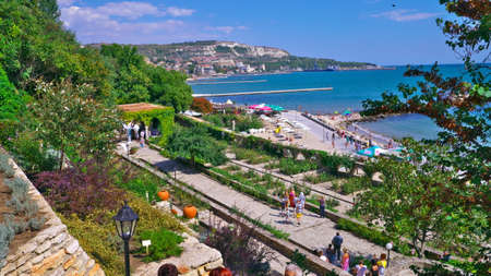Bulgaria, Balchik, View of the Balchik resort from the Romanian Queen's Park.の写真素材