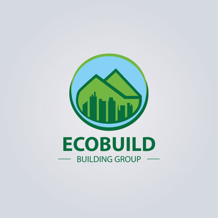 Eco building logo design template. Vector logo for an eco-friendly companyのイラスト素材