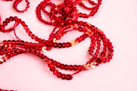 Red glitter texture backgroung. Selective focusの写真素材