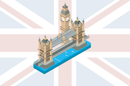 isometric famous place in london tower bridge, vector illustrationのイラスト素材