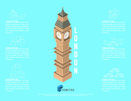 isometric famous place in london tower bridge, vector illustrationのイラスト素材