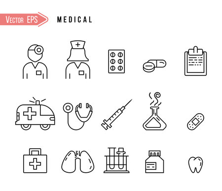 Contour simple medical icons setのイラスト素材