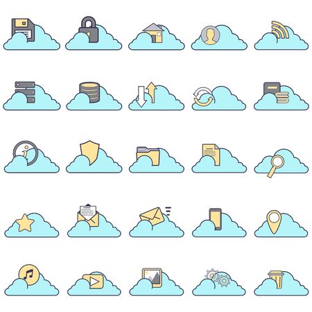 Cloud storage and computing icon set.のイラスト素材