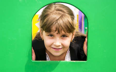 Girl on the playgroundの写真素材