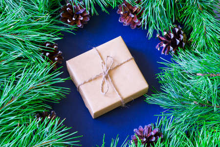 Christmas gift box. Christmas present in gift box.の写真素材