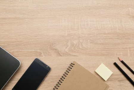 Top view of working place elementsの写真素材