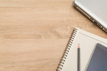 Top view of working place elementsの写真素材