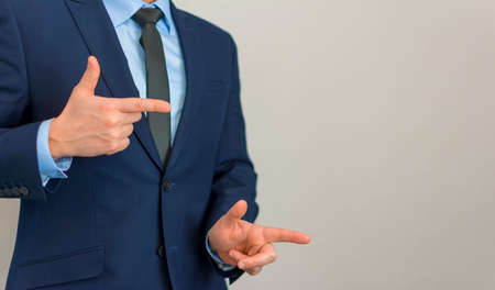 business man point finger to empty copy space.の写真素材