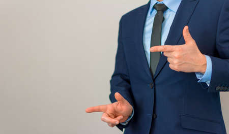 business man point finger to empty copy space.の写真素材