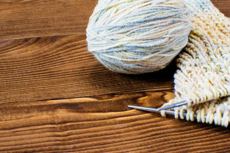 Ball of yarn and knitting.の写真素材