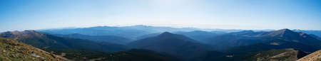 Panoramic view from Mount Hoverla, Ukraine Carpathian mountainsの写真素材
