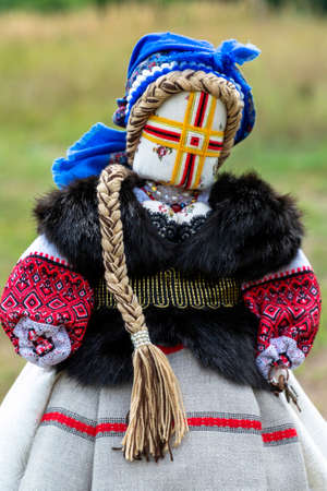 Bila Tserkva Ukraine - 08.03.2019 Ukrainian doll-motanka or rag doll. Handmade textile doll, crafts tradition of Ukraineのeditorial素材