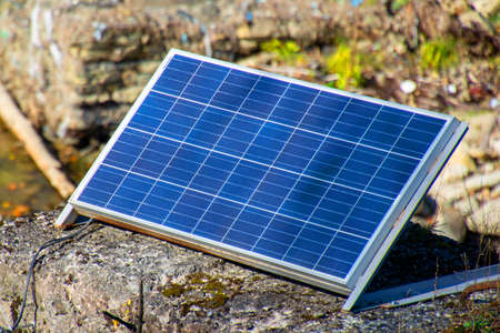 solar battery panel, power panel, on the nature of the mountainsの写真素材