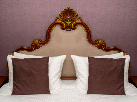 Interior of luxury bedroom with pillows, classic styleの写真素材