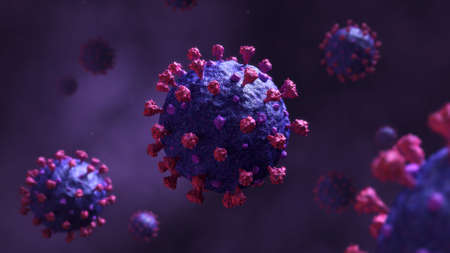 Covid-19 corona virus macro 3d illustrationの写真素材