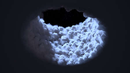 Tunnel in the clouds at night 3d illustration