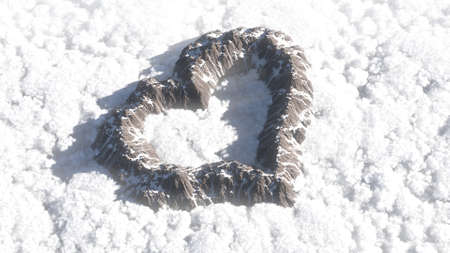 Heart shaped rocks above the clouds 3d illustrationの写真素材
