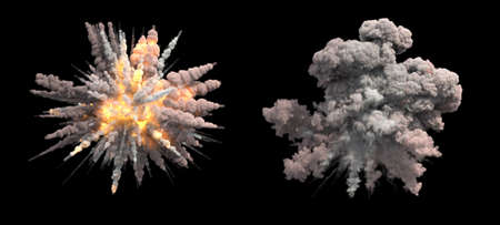 Air burst on black background 3d illustrationの写真素材