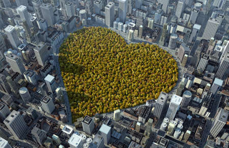 Autumn heart of the city, aerial viewの写真素材