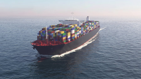 Container ship in the ocean