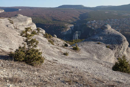 Bakhchisaray, Crimea, Ukraine - January 04, 2012. Landscape with rocksのeditorial素材