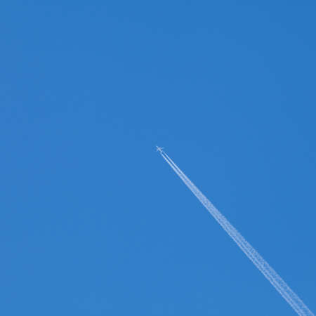 Trace of the plane  Clear sky with trace of airplaneの写真素材