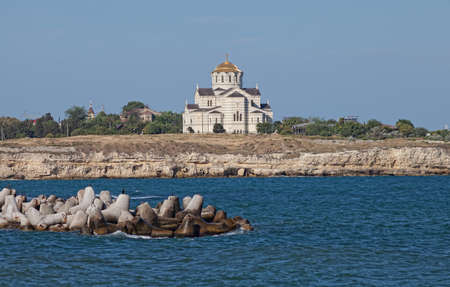 View of Chersones Tavricheskiy  Landscape with the churchの写真素材