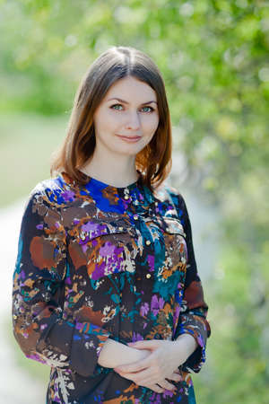 Portrait of attractive young woman on open air  Business woman outdoorsの写真素材