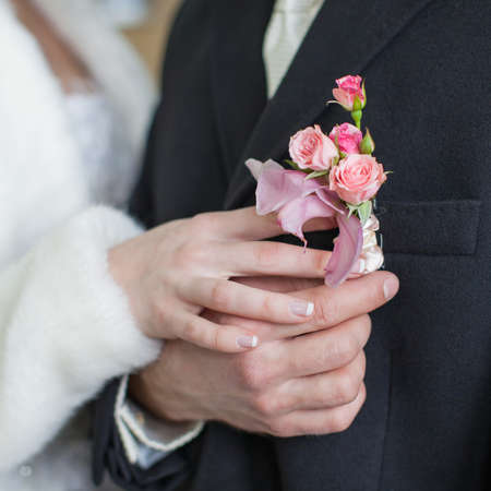 Wedding hands  Hands of newly wedded before wedding ceremonyの写真素材