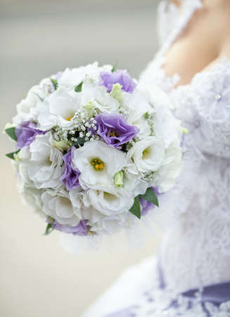 Beautiful bouquet in hand of brideの写真素材