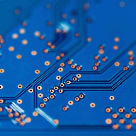 close-up of electronic circuit board Selective focus with shallow depth of field