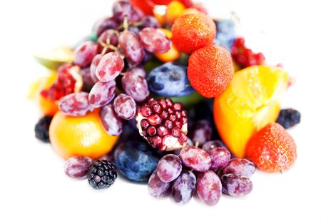 Assortment of exotic fruits isolated on whiteの写真素材
