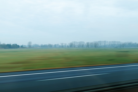 road in grassland,Motion blur, the colors of rural landscape.