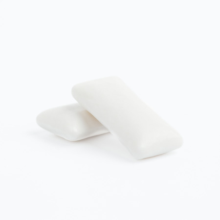 Chewing Gum Two pieces of white chewing gumの写真素材
