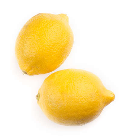 Two lemons Isolated on white background top viewの写真素材