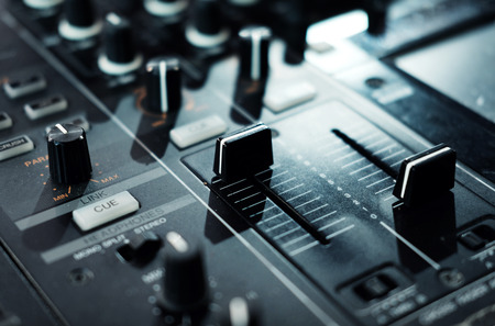 DJ console mixing desk close upの写真素材