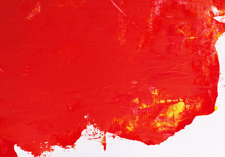 hand drawn oil painting on canvas, spots of red brushstrokes paintの写真素材