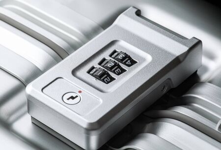 Suitcase number combination travel bag padlock close up