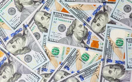american one hundred dollar bills money background close upの写真素材