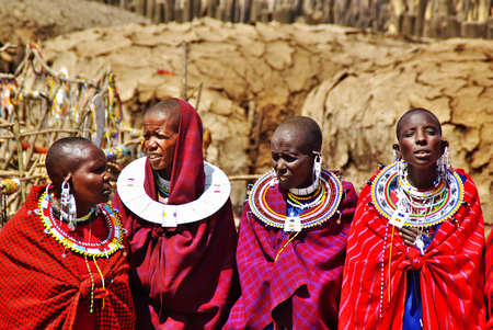 ARUSHA, TZ - CIRCA AUGUST 2010 - Masai village in Serengeti National Park.のeditorial素材
