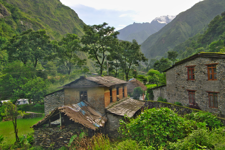 The Kali Gandaki valley in Nepal, near Tatopani, in the Monsoon rainy seasonのeditorial素材