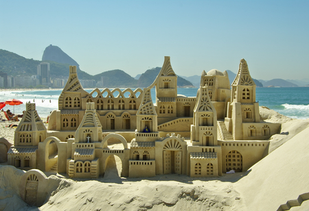 RIO DE JANEIRO,BR - CIRCA AUGUST 2011 - Sand castle on Copacabana beachのeditorial素材