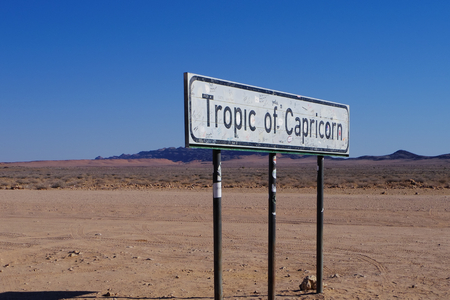 Road sign indicating the Tropic of Capricornの写真素材