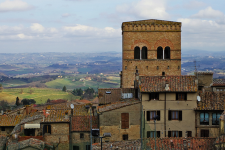 View of the medieval town of San Gimignano, Tuscany, Italy.のeditorial素材