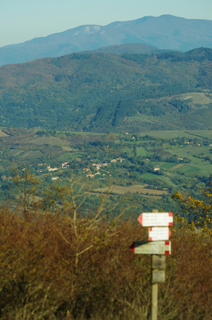 Signpost on a path on the hill above Florence