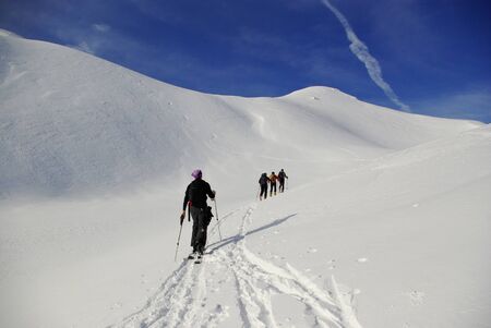 SESTOLA,IT - CIRCA MARCH 2008 - Ski touring in the Appenninesのeditorial素材