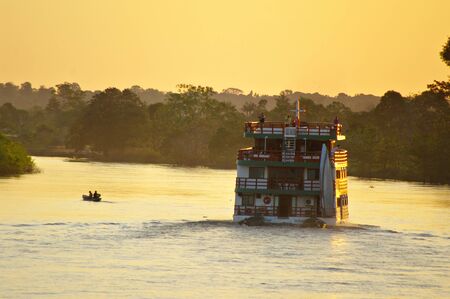 MANAUS, BR - CIRCA AUGUST 2011 - Cruise boat on the Amazon river, near Manaus. Cruises are the best way to visit the region.のeditorial素材